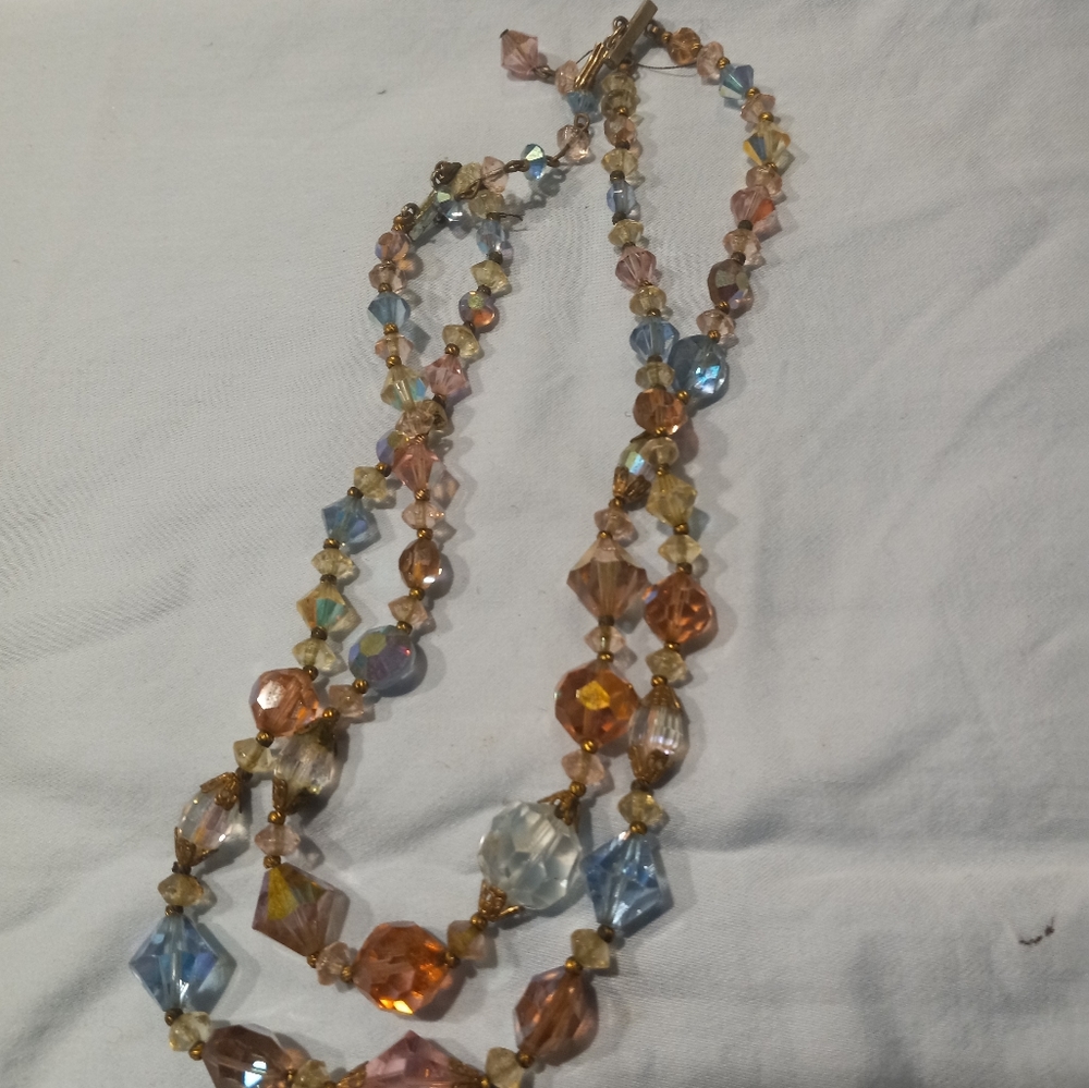 Vintage multicolored double strand crystal beads